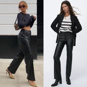 ZARA 90S WIDE-LEG FAUX LEATHER PANTS
